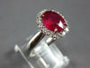 2.46CT DIAMOND & AAA RUBY 18KT WHITE GOLD 3D OVAL & ROUND FLOWER ENGAGEMENT RING