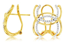 ESTATE WIDE .29CT DIAMOND 14KT YELLOW GOLD 3D DOUBLE HORSESHOE CLIP ON EARRINGS