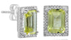 3.08CT DIAMOND & AAA LEMON QUARTZ 14KT WHITE GOLD EMERALD CUT & ROUND EARRINGS