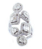 ESTATE EXTRA LARGE 2.07CT DIAMOND 18KT WHITE GOLD ROUND & BAGUETTE CLUSTER RING