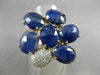 ESTATE LARGE 10.25CT DIAMOND & AAA SLICED BLUE AGATE 14KT ROSE GOLD FLOWER RING