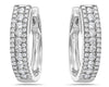 ESTATE .67CT DIAMOND 18KT WHITE GOLD CLASSIC 3 ROW HUGGIE HOOP HANGING EARRINGS