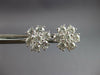 ESTATE LARGE 2.60CT DIAMOND 14KT WHITE GOLD 3D FLOWER SNOWFLAKE STUD EARRINGS