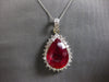 EXTRA LARGE 14.07CT DIAMOND & AAA RUBY 14KT WHITE GOLD 3D HALO PENDANT #28018