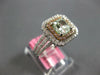 LARGE GIA 1.57CT WHITE PINK & GREEN DIAMOND 18K WHITE & ROSE GOLD 3D SQUARE RING