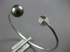 .12CT WHITE & BLACK DIAMOND & TAHITIAN PEARL 18KT WHITE GOLD 3D BANGLE BRACELET