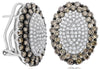 2.72CT WHITE & CHOCOLATE FANCY DIAMOND 14KT YELLOW GOLD FLOWER CLIP ON EARRINGS
