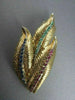 ANTIQUE LARGE 3.50CT AAA SAPPHIRE RUBY & EMERALD LEAF 18KT Y GOLD BROOCH #1883