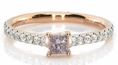 .53CT WHITE & PINK DIAMOND 18K ROSE GOLD PRINCESS & ROUND LUCIDA ENGAGEMENT RING
