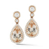 3.81CT DIAMOND & AAA MORGANITE 14KT ROSE GOLD PEAR SHAPE HALO HANGING EARRINGS