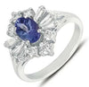 1.55CT DIAMOND & AAA TANZANITE 14KT WHITE GOLD OVAL ROUND & BAGUETTE LOVE RING