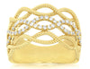 ESTATE WIDE .33CT DIAMOND 14KT YELLOW GOLD CLASSIC THREE ROW INFINITY LOVE RING