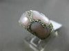 ESTATE WIDE .18CT DIAMOND 14K WHITE GOLD 3D MOTHER OF PEARL 3 CLOVER FLOWER RING