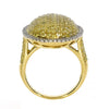 LARGE 2.24CT WHITE & FANCY YELLOW DIAMOND 18K 2 TONE GOLD 3D MULTI ROW OVAL RING