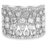 WIDE 2.10CT DIAMOND 14KT WHITE GOLD 3D MULTI ROW OPEN FILIGREE ANNIVERSARY RING