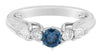 .71CT WHITE & BLUE DIAMOND 14KT WHITE GOLD 3D 5 STONE FILGREE ENGAGEMENT RING