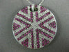 LARGE 3.71CT DIAMOND & AAA PINK SAPPHIRE 18KT WHITE GOLD ROUND STAR LOVE PENDANT