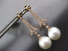 ESTATE LARGE .57CT DIAMOND & AAA SOUTH SEA PEARL 18K ROSE GOLD V SHAPE HANGING EARRINGS