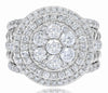 ESTATE LARGE 3.68CT DIAMOND 14KT WHITE GOLD 3D ROUND & BAGUETTE DOUBLE HALO RING