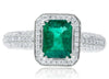 WIDE 2.64CT DIAMOND & AAA EMERALD 14KT WHITE GOLD 3D SQUARE & ROUND OCTAGON RING