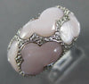 WIDE .18CT DIAMOND & AAA MOTHER OF PEARL 14K WHITE GOLD 3D MULTI HEART LOVE RING
