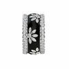 LARGE 1.52CT DIAMOND & BLACK ENAMEL 18K WHITE GOLD MULTI FLOWER ANNIVERSARY RING