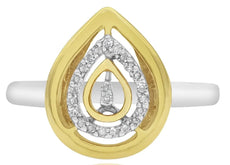 ESTATE .11CT DIAMOND 14KT 2 TONE GOLD 3D MULTI TEAR DROP FUN RING