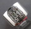 LARGE .67CT DIAMOND 18K WHITE GOLD ROUND & BAGUETTE INVISIBLE SQUARE UNISEX RING