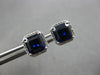 2.49CT DIAMOND & AAA SAPPHIRE 14KT WHITE GOLD EMERALD CUT & ROUND STUD EARRINGS