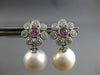 1.1CT DIAMOND & AAA PINK SAPPPHIRE & SOUTH SEA PEARL 14KT WHITE GOLD 3D EARRINGS