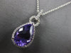LARGE 3.71CT DIAMOND & AAA AMETHYST 14KT WHITE GOLD PEAR SHAPE & ROUND PENDANT