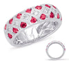 WIDE 1.28CT DIAMOND & AAA RUBY 14K WHITE GOLD 3 ROW CRISS CROSS ANNIVERSARY RING