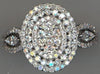 WIDE 1.02CT DIAMOND 14KT WHITE GOLD ROUND MARQUISE & PRINCESS CLUSTER OVAL RING