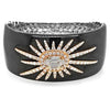 EXTRA LARGE 3.03CT DIAMOND & BLACK ENAMEL 18KT 2 TONE GOLD CUFF BANGLE BRACELET