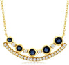 .57CT DIAMOND & AAA SAPPHIRE 14KT YELLOW GOLD 3D ROUND V SHAPE FUN LOVE NECKLACE