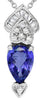 1.39CT DIAMOND & AAA TANZANITE 18K WHITE GOLD DOUBLE HEART LOVE FLOATING PENDANT