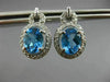 ESTATE 2.96CT DIAMOND & AAA BLUE TOPAZ 14K WHITE GOLD OVAL HANGING STUD EARRINGS
