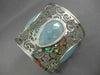 ESTATE LARGE 19.70CT DIAMOND & AAA AQUAMARINE 18KT WHITE GOLD 3D BANGLE BRACELET