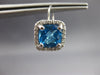 LARGE 6.62CT DIAMOND & AAA BLUE TOPAZ 14KT WHITE GOLD LEVERBACK HANGING EARRINGS