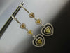 1.86CT WHITE & FANCY YELLOW DIAMOND 18K 2 TONE GOLD MULTI HEART HANGING EARRINGS