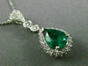 ANTIQUE 1.31CT DIAMOND & COLOMBIAN EMERALD 14KT WHITE GOLD PEAR PENDANT #21007