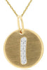 .03CT DIAMOND 14KT YELLOW GOLD LETTER I INITIAL MATTE & SHINY FLOATING PENDANT