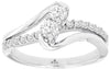 ESTATE .50CT DIAMOND 14KT WHITE GOLD 3D 2 STONE DIAGONAL CRISS CROSS LOVE RING