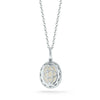 ESTATE 4.1CT DIAMOND & AAA OPAL 14KT WHITE GOLD 3D OVAL & ROUND FILIGREE PENDANT