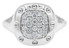 ESTATE .37CT DIAMOND 14KT WHITE GOLD 3D ROUND PAVE SQUARE FUN RING