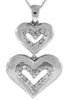 ESTATE .28CT DIAMOND 14K WHITE GOLD 3D CLASSIC DOUBLE HEART JOURNEY LOVE PENDANT