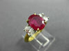 ESTATE 3.60CT DIAMOND & AAA RUBY 18K YELLOW GOLD & PLATINUM OVAL ENGAGEMENT RING