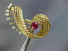 ANTIQUE LARGE 2.60CT DIAMOND & AAA RUBY 18K 2 TONE GOLD 3D LEAF CLIP ON EARRINGS