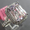 LARGE 5.14CT DIAMOND & AAA KUNZITE 18KT WHITE GOLD EMERALD CUT ENGAGEMENT RING