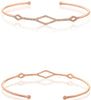 ESTATE .18CT DIAMOND 14K ROSE GOLD 3D ROUND PAST PRESENT FUTURE BANGLE BRACELET